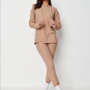 Missguided camel waffle texture loungewear set